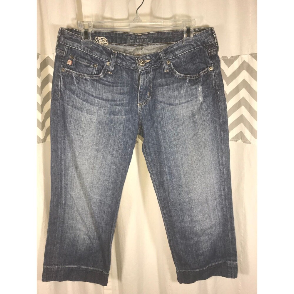 Big Star Women's Size 8 29 Sweet Low Boot Crops Capri Jeans Denim Flap Pockets